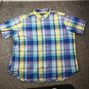 Vintage Polo Ralph Lauren Shirt Indian Madras Plaid Short Sleeve Button Mens 3XB